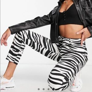 NWT ASOS Zebra print high rise mom jeans